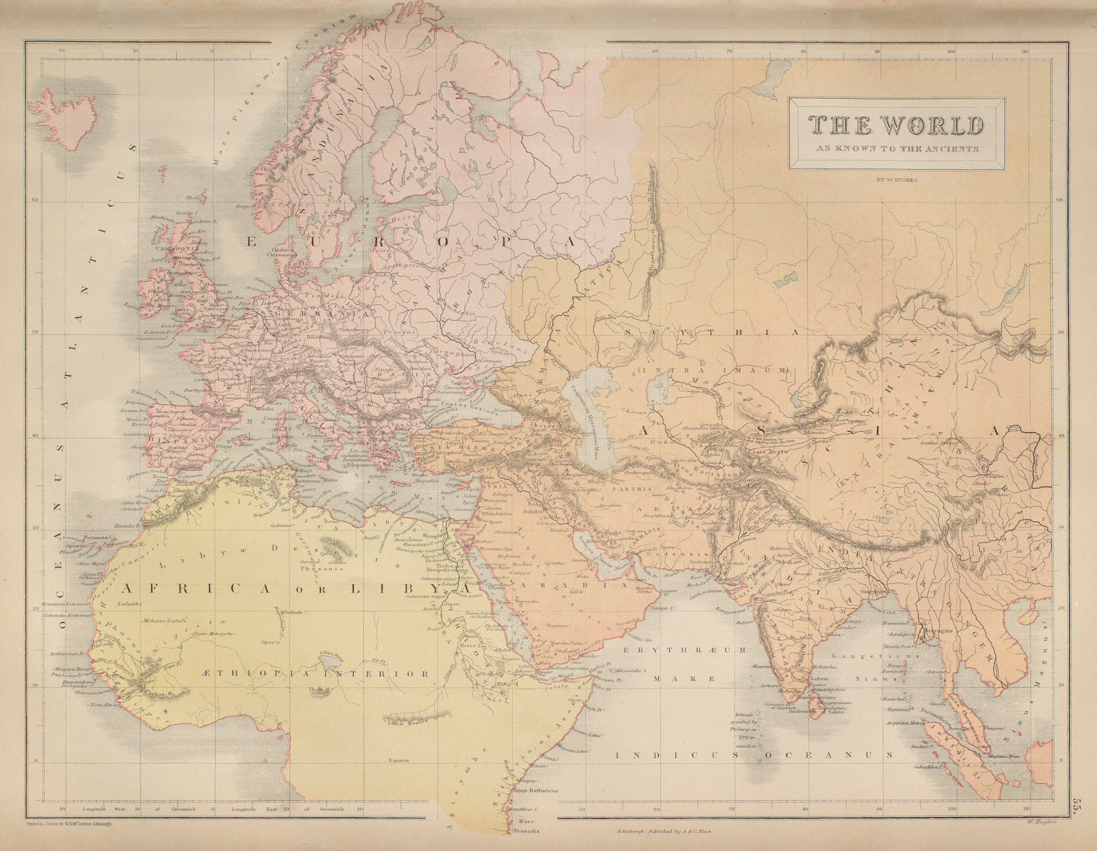 Ancient World. Europe Arabia Southwest Asia. BARTHOLOMEW 1870 old antique map